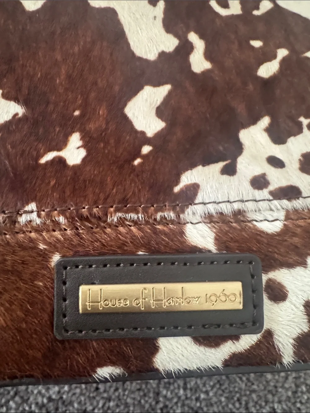House of Harlow 1960 Brown & White Cowhide Hobo Shoulder Bag